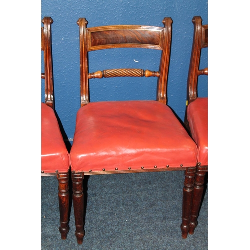 572 - Set of four Regency style mahogany bar back and rope twist dining chairs and two others later. (6)