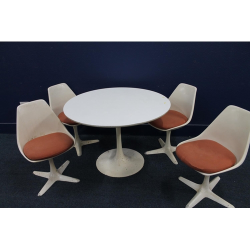 584 - Maurice Burke for Arkana tulip style table and four matching side chairs in the manner of ... 