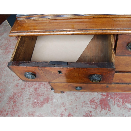 358 - Early 18th century Queen Anne walnut cabinet on chest, the cabinet top with a long drawer above two ... 