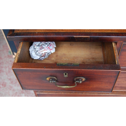 360 - Georgian mahogany chest of three short and three long drawers, on bracket feet, with later brass car... 