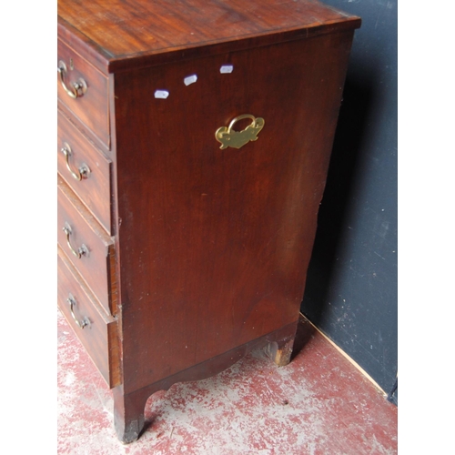 360 - Georgian mahogany chest of three short and three long drawers, on bracket feet, with later brass car... 