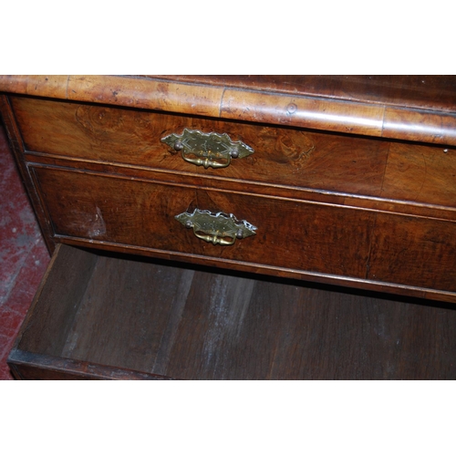 366 - 18th century and later burr walnut linen press on chest, The interior converted to a wardrobe, the t... 