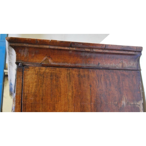 366 - 18th century and later burr walnut linen press on chest, The interior converted to a wardrobe, the t... 