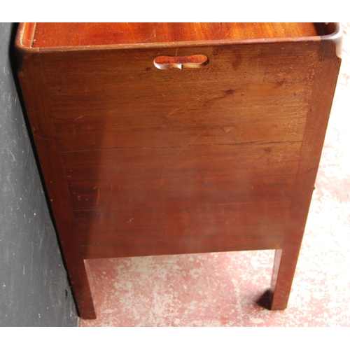 373 - 19th century George III style mahogany night commode, with open tray top above two small doors and a... 