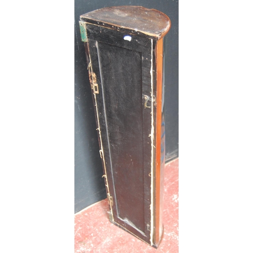 374 - Late 19th century mahogany display case of demi-lune shape with glazed front enclosing glass shelves... 