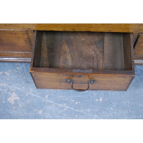 375 - George III oak cabinet on dower chest (formerly a livery cupboard), the glazed door enclosing velour... 