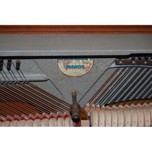 377 - Eavestaff Pianette walnut-cased minipiano, 'As Used by HM Queen Ingrid of Denmark', made in England ... 