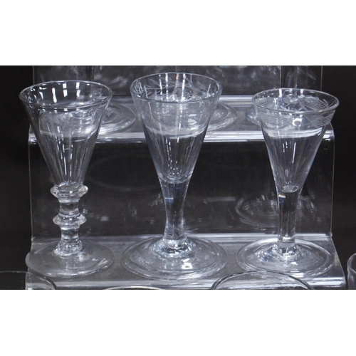 158 - Collection of 18th century-style and similar antique drinking glasses to include liqueur glasses, on... 