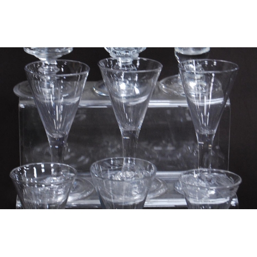 158 - Collection of 18th century-style and similar antique drinking glasses to include liqueur glasses, on... 