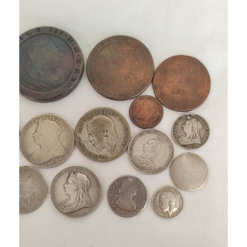 118 - World silver and copper coins to include a Canadian Edward VII 1909 10 cents EX, a 1797 George III c... 