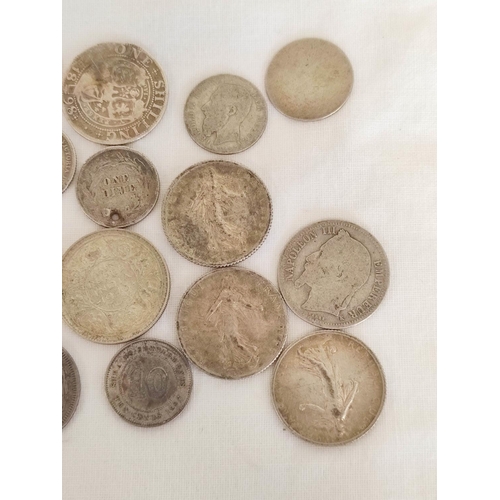 119 - World silver coins to include an 1843 German Hesse-Darmstadt 6 Kreuzer, a 1912 Newfoundland 5 cents,... 