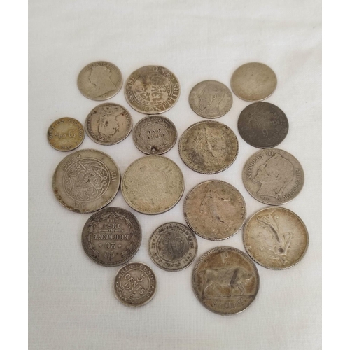 119 - World silver coins to include an 1843 German Hesse-Darmstadt 6 Kreuzer, a 1912 Newfoundland 5 cents,... 