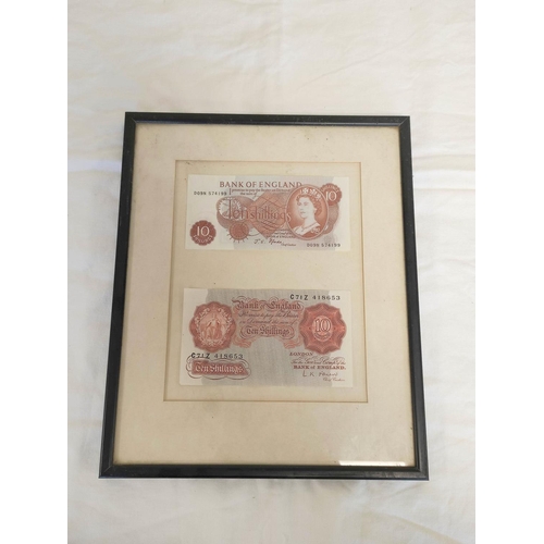 134 - Banknotes. Two framed banknote sets comprising of Elizabeth II issues. To include two £1 notes... 