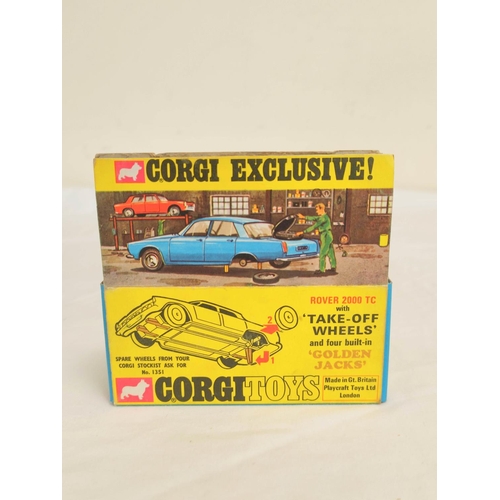 22 - Corgi Toys- Boxed no 275 Rover 2000 TC with green body, detachable wheels and spare tyre.... 