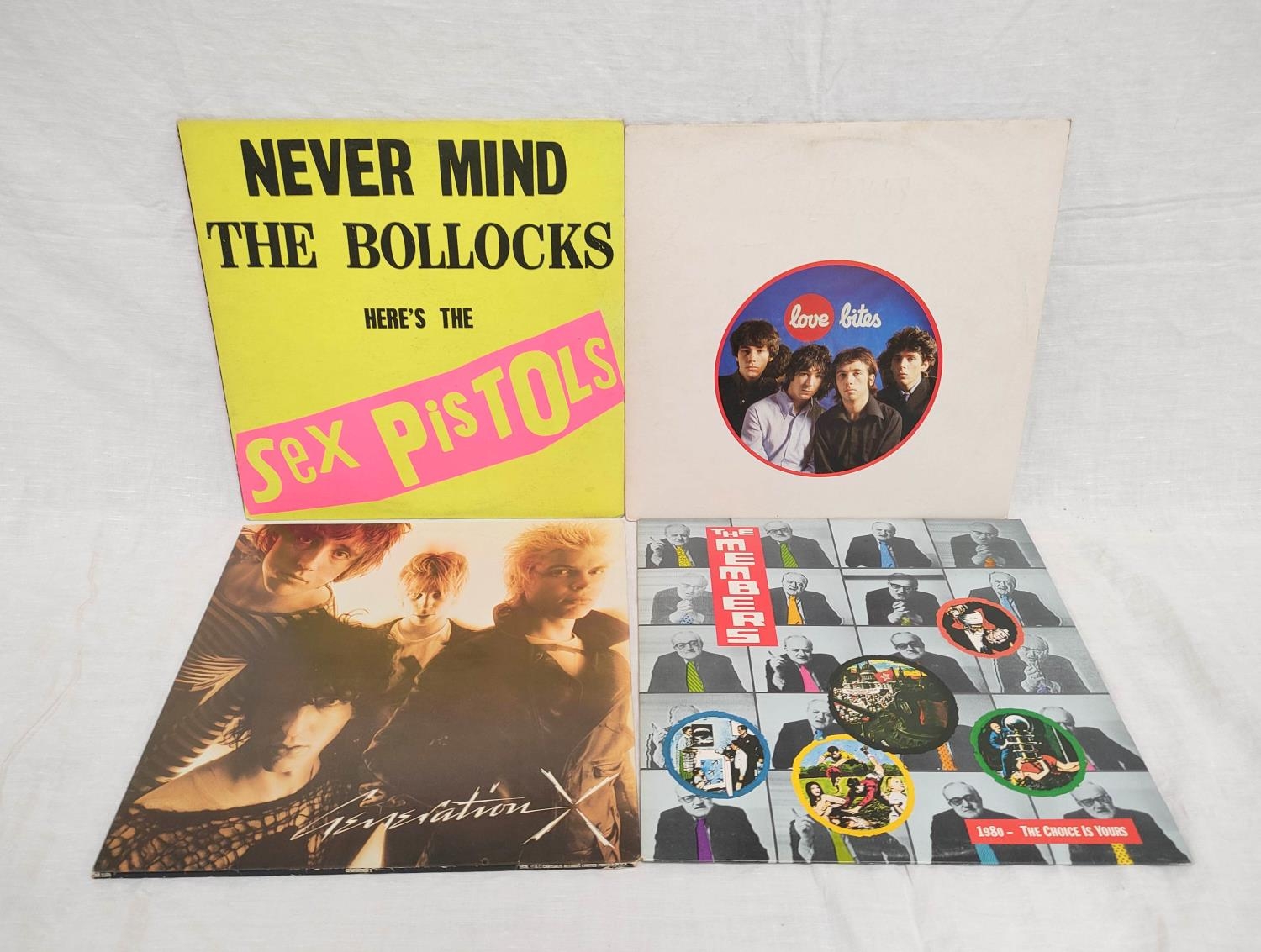 Punk Rock records to include Sex Pistols Never Mind the Bollocks with pink  back cover V2086, The Buz