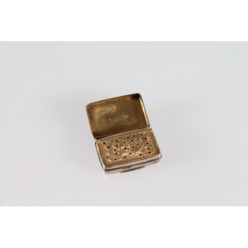 483 - Antique sterling silver vinaigrette, Birmingham, 1840, Francis Clark.