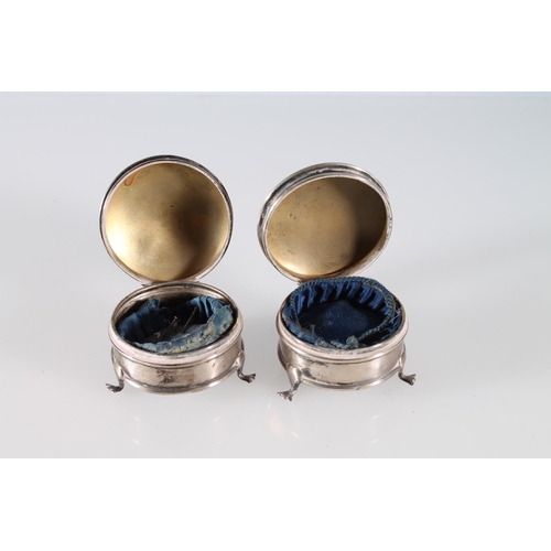 525 - Pair of sterling silver hinged trinket boxes, Birmingham, A and J Zimmerman.