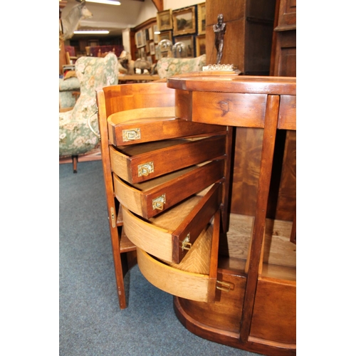 593 - Italian style reproduction marquetry inlaid hinge top cabinet with fitted interior having mirrored l... 