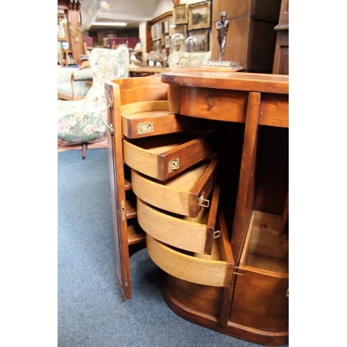 593 - Italian style reproduction marquetry inlaid hinge top cabinet with fitted interior having mirrored l... 