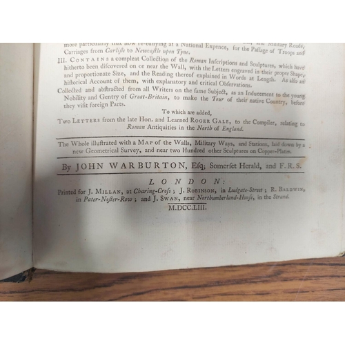 188 - WARBURTON JOHN.&nbsp;&nbsp;Vallum Romanum or The History & Antiquities of the Roman Wall. Fldg. ... 