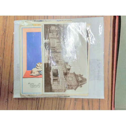224 - POSTCARDS.  Postcard album containing approx. 86 postcards, mainly c.1906-1930. Various subjects inc... 