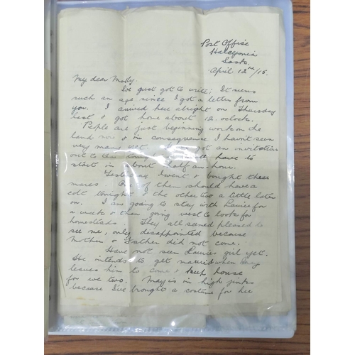 225 - Family History.  Ring binder folder of 19 letters, dated January 1915-March 1916. Address to 