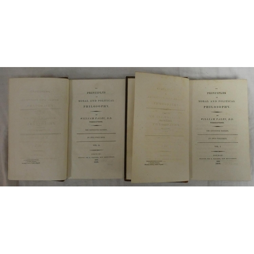 125 - PALEY WILLIAM, Archdeacon of Carlisle.  The Principles of Moral & Political Philosophy. 2 vols. ... 