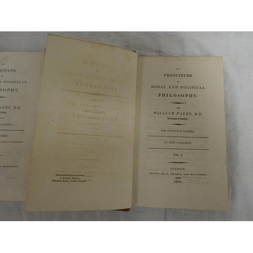 125 - PALEY WILLIAM, Archdeacon of Carlisle.  The Principles of Moral & Political Philosophy. 2 vols. ... 