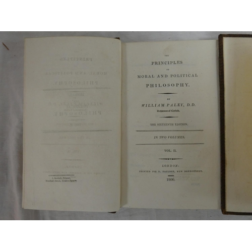 125 - PALEY WILLIAM, Archdeacon of Carlisle.  The Principles of Moral & Political Philosophy. 2 vols. ... 