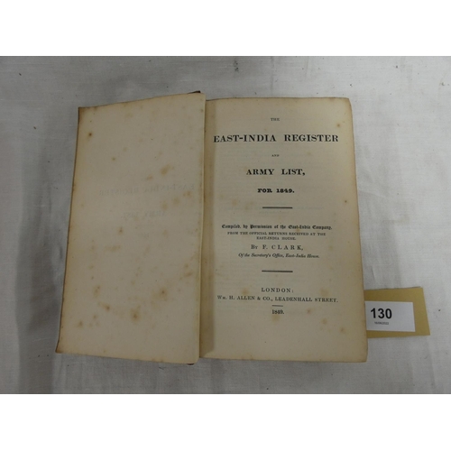 130 - CLARK F. (Compiler).&nbsp;&nbsp;The East-India Register & Army List. Red morocco gilt, a.e.g. 18... 