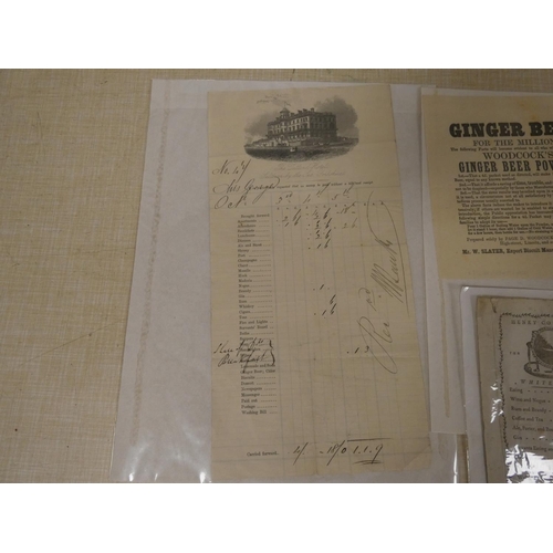 149 - Printed Ephemera.  5 early 19th cent. hospitality invoices completed in manuscript, for Croft`s Red ... 