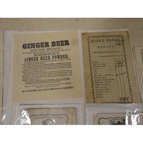 149 - Printed Ephemera.  5 early 19th cent. hospitality invoices completed in manuscript, for Croft`s Red ... 