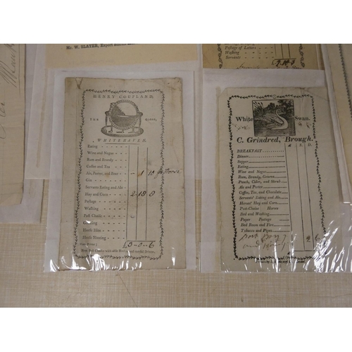 149 - Printed Ephemera.  5 early 19th cent. hospitality invoices completed in manuscript, for Croft`s Red ... 