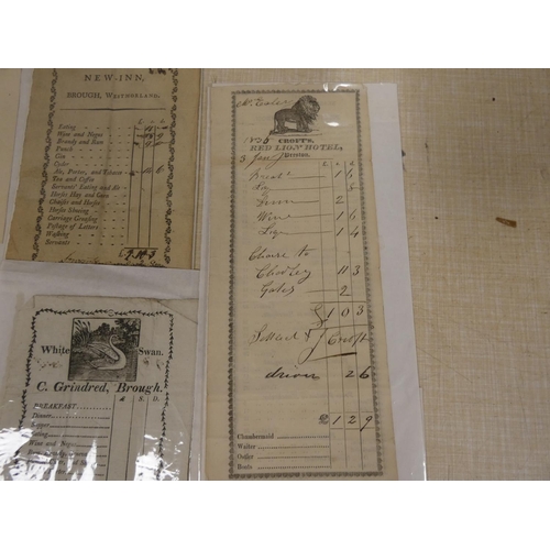 149 - Printed Ephemera.  5 early 19th cent. hospitality invoices completed in manuscript, for Croft`s Red ... 
