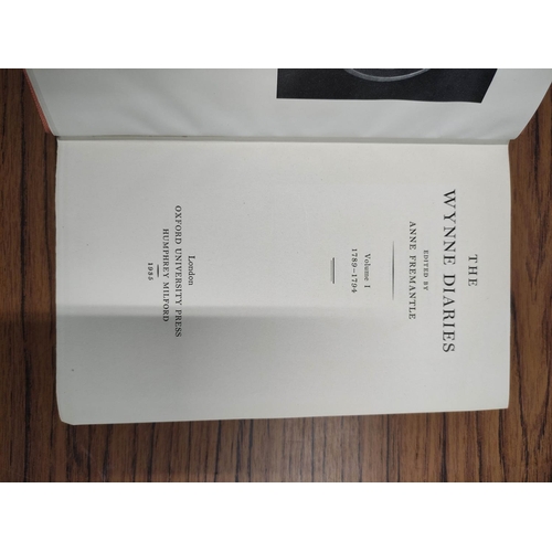 165 - FREMANTLE ANNE (Ed).&nbsp;&nbsp;The Wynne Diaries. 3 vols. Illus. Orig. cloth in d.w's. Oxford, 1935... 