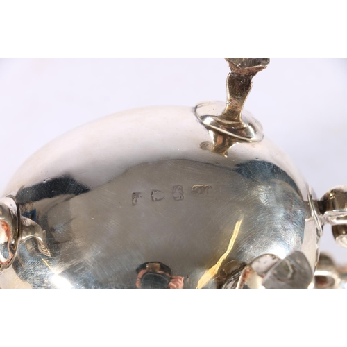 434 - 18th Century sterling silver sauce boat with scroll handle, London, 1756-1775, makers marks rubbed, ... 