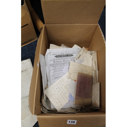 139 - Box containing a quantity of ephemera, letters, newspapers, etc.