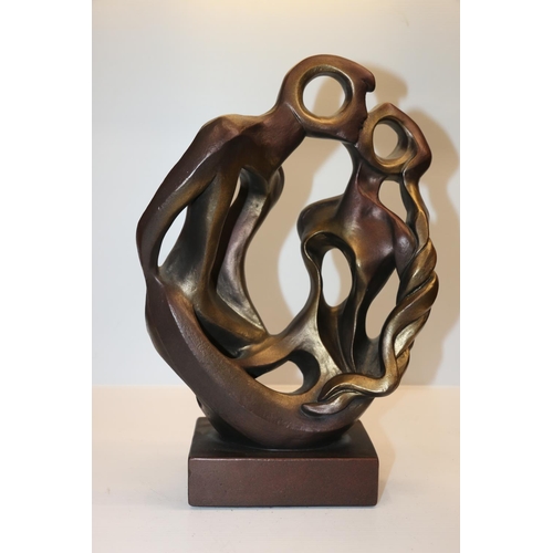 37 - Modern sculpture of embracing figures, bearing signature 'Martel' by Austin Sculpture 1991, 33cm tal... 