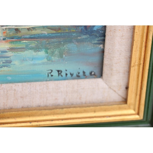 571 - P RIVERA, Notre-Dame Paris, acrylic on canvas, signed lower right, 14cm x 20cm. Label verso 'Galerie... 