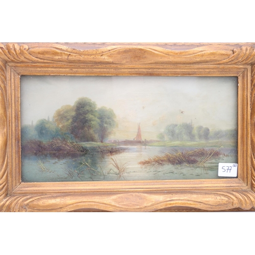 577 - 19TH CENTURY SCHOOL, pair of landscape scenes, oil on canvases, signed and titled indistinctly verso... 