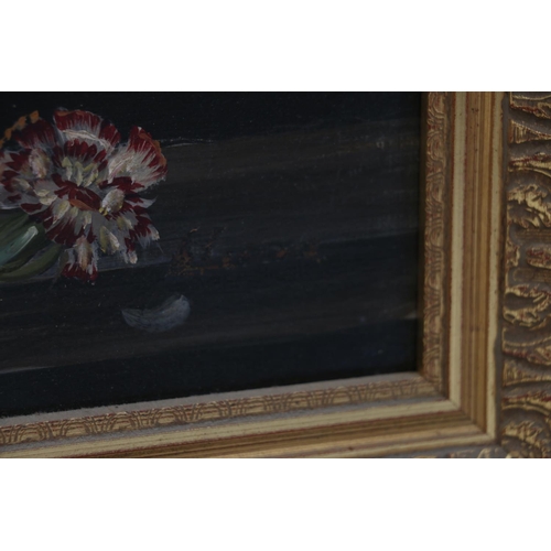 603 - 20TH CENTURY SCHOOL, still life vase of flowers, oil on canvas, indistinctly signed, 49cm x 37cm.