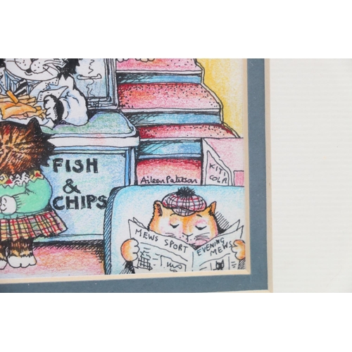 611 - AILEEN PATERSON, Maisie's Fish Supper, ink and pencil drawing, signed, 9.5cm x 11cm. 