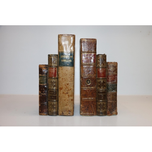 8 - Pair of old leather book bookends, 21cm tall. 