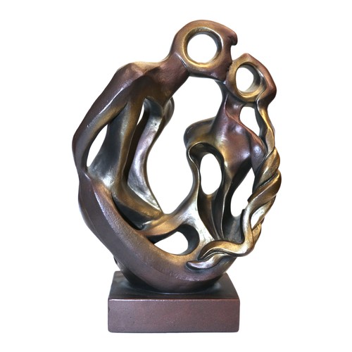 37 - Modern sculpture of embracing figures, bearing signature 'Martel' by Austin Sculpture 1991, 33cm tal... 