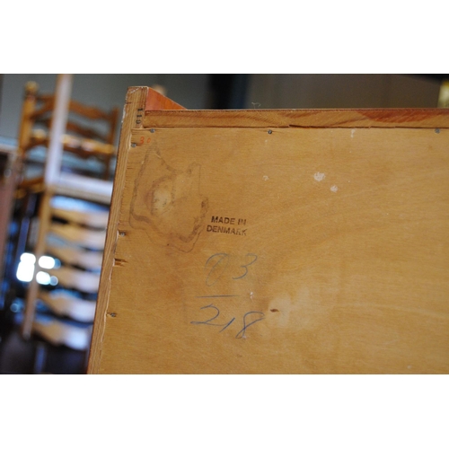 385 - Danish retro teak secretaire bookcase designed by Børge Mogensen, c. 1960s, with open shelving above... 