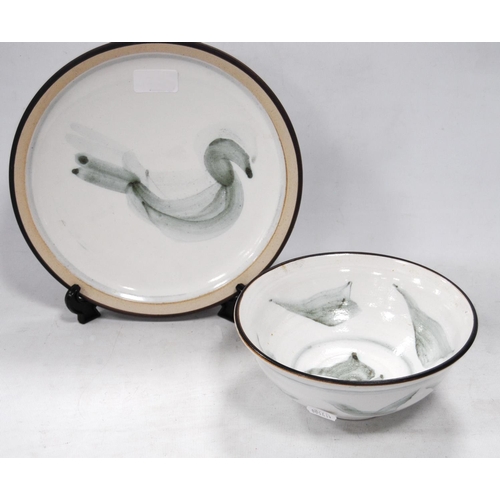 Studio pottery bowl and plate designed by Wally Cole of Rye
