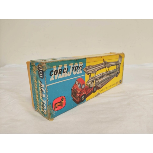 36 - Corgi Toys. Boxed Bedford Carrimore Car Transporter No1101 with four loose cars. Comprising of an MG... 