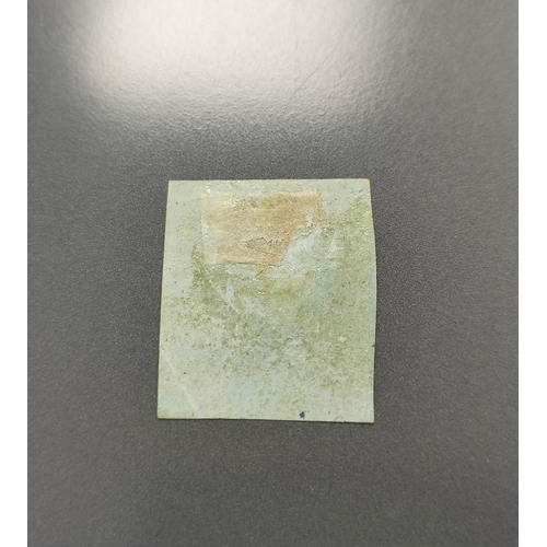 187 - United Kingdom. Victorian 2d blue imperforated postage stamp lacking postmark with plate letters A.D... 