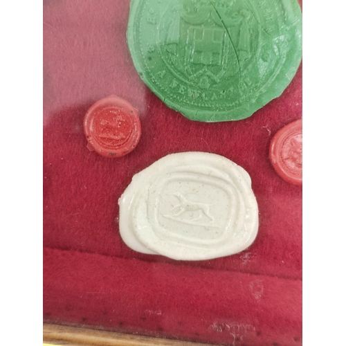 193 - Fifteen framed 18th & 19th century wax postage seals to include a city seal (possibly Prussian) ... 