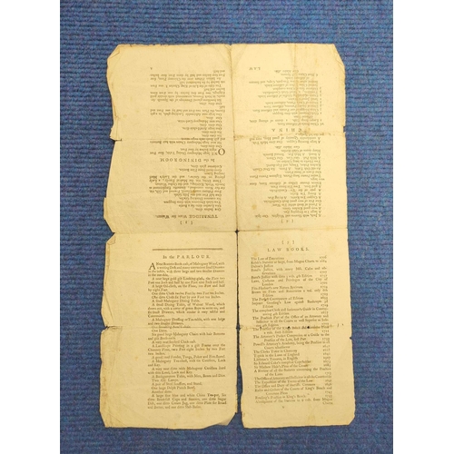 149A - Cumberland - 18th Cent. Auction Catalogue.&nbsp;&nbsp;Household Furniture, Books etc. (incl. Law Boo... 